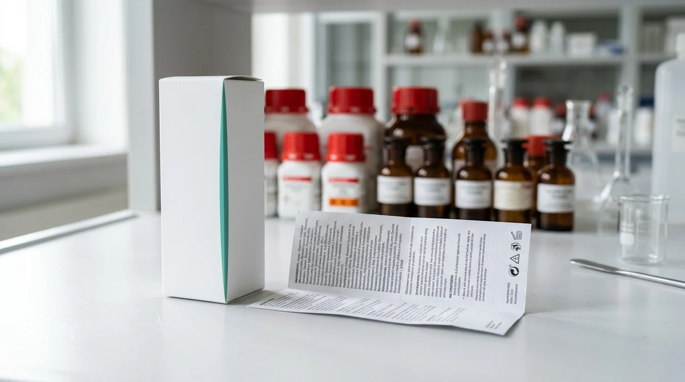 Product carton and ingredient panel, studio bench